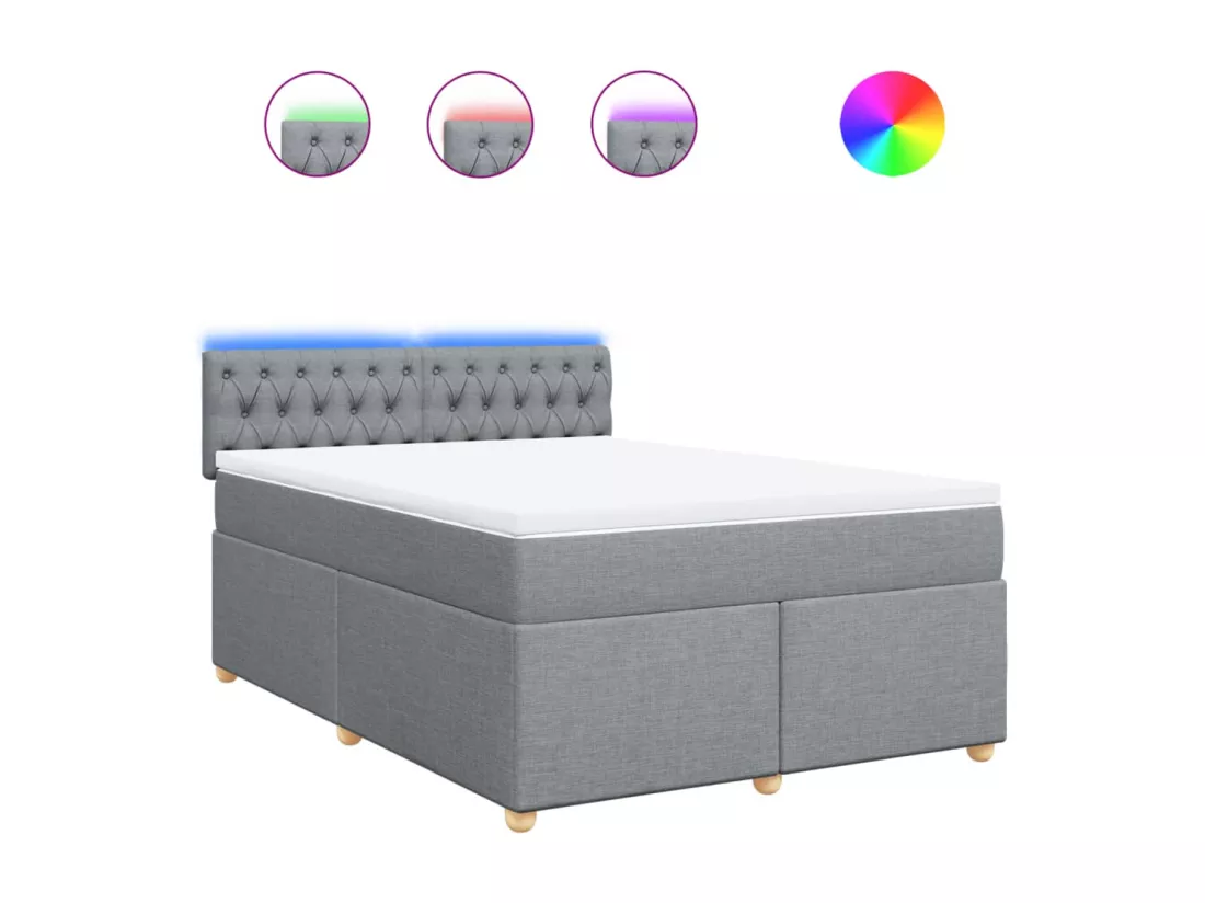 Sommier à lattes de lit avec matelas Gris clair 160x200cm Tissu
