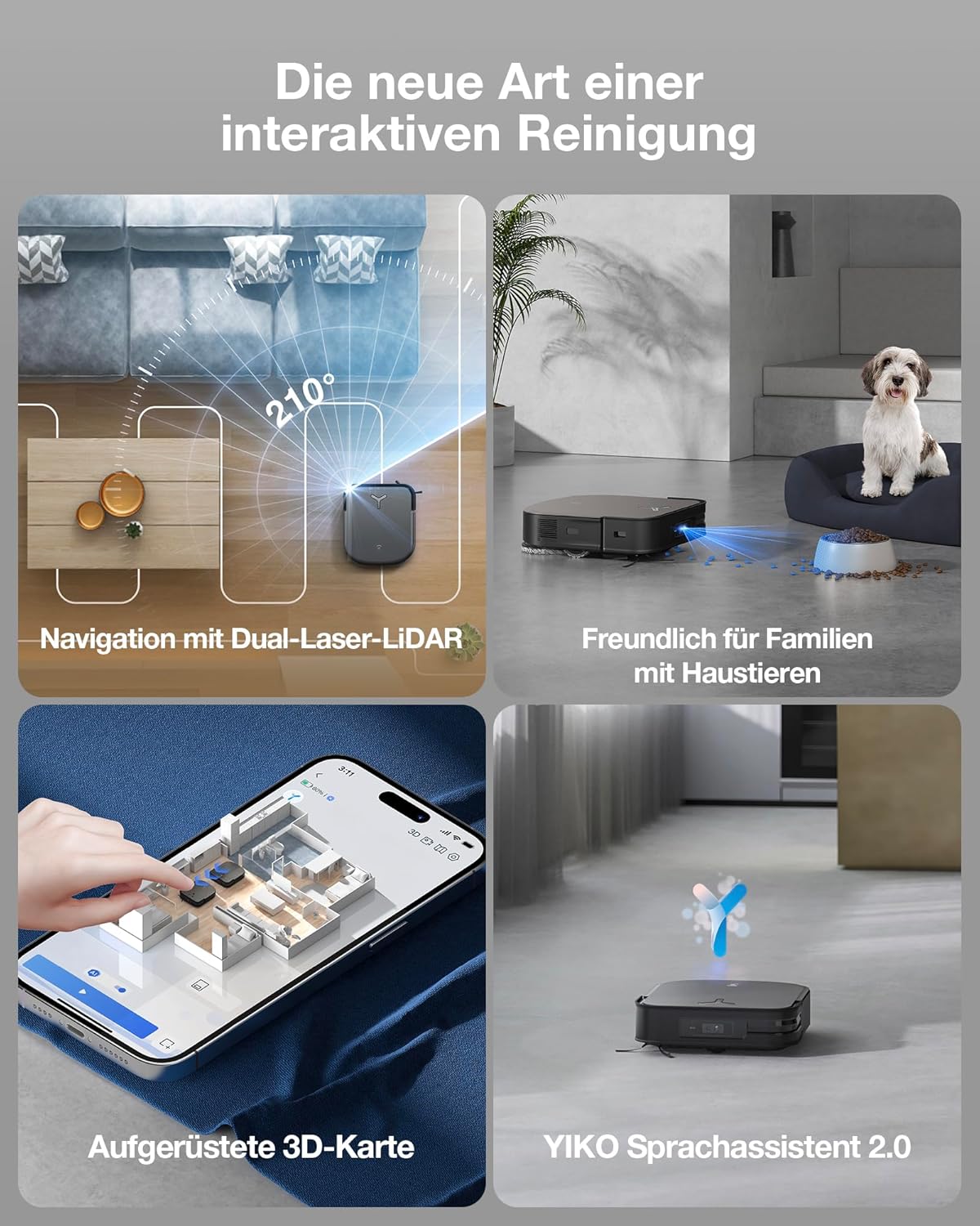 ECOVACS DEEBOT X2 Combo Saugroboter mit Wischfunktion 8700Pa mit Handstaubsauger, doppelte automatische Leerung, 15mm Mopp-Hebesystem, selbstreinigender Roboterstaubsauger, Heißwasser-Moppreinigung