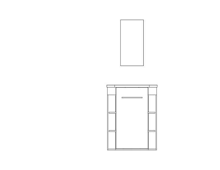 Meuble d’angle tout en un compact H.84 x l.46 cm, blanc mat, porte décor bois, Nova