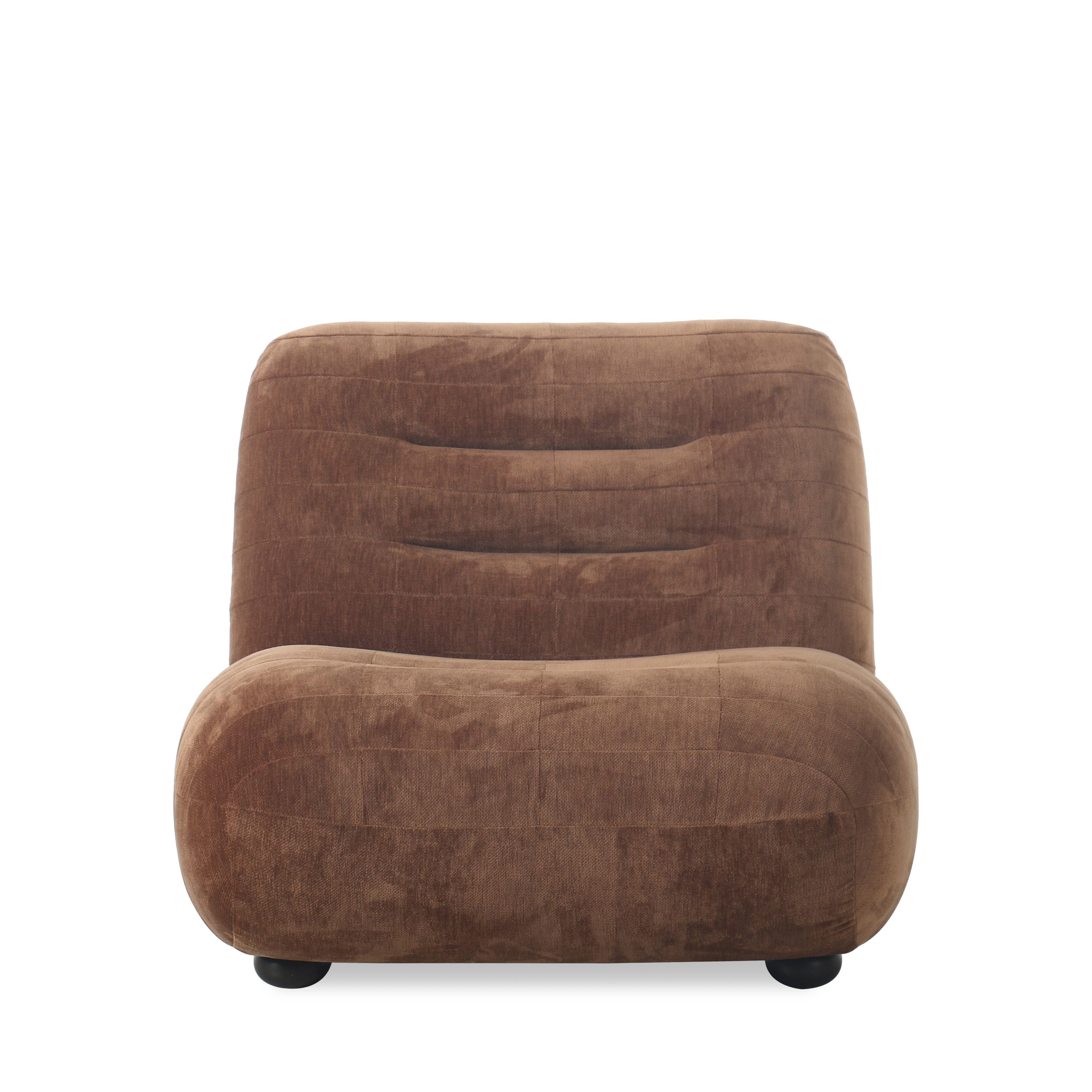 Dutchbone Wyatt Fauteuil Velours Cognac Bruin