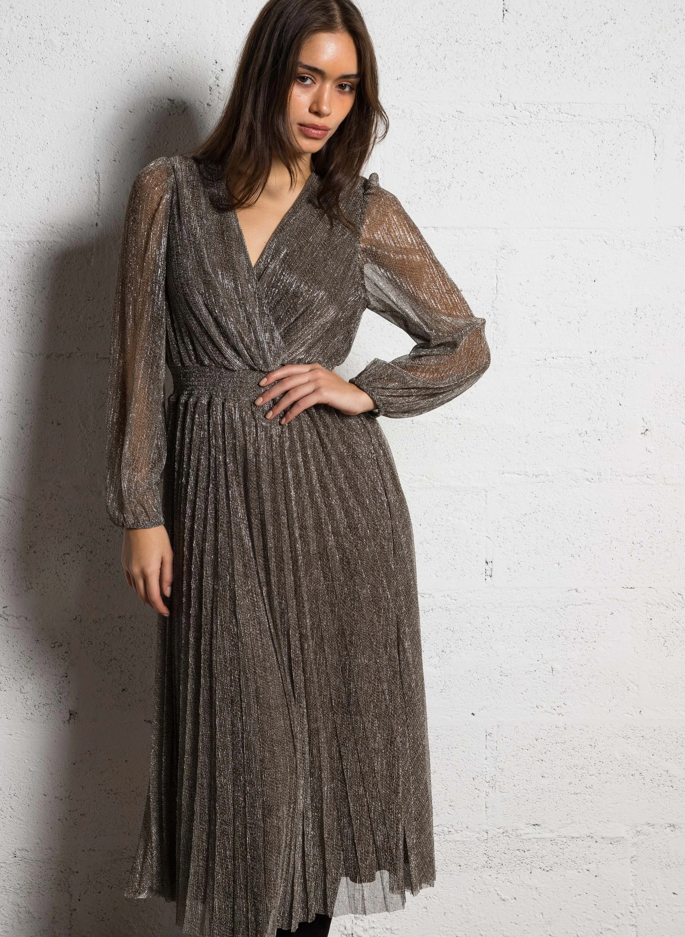 HELGA - Robe longue col V | Doré