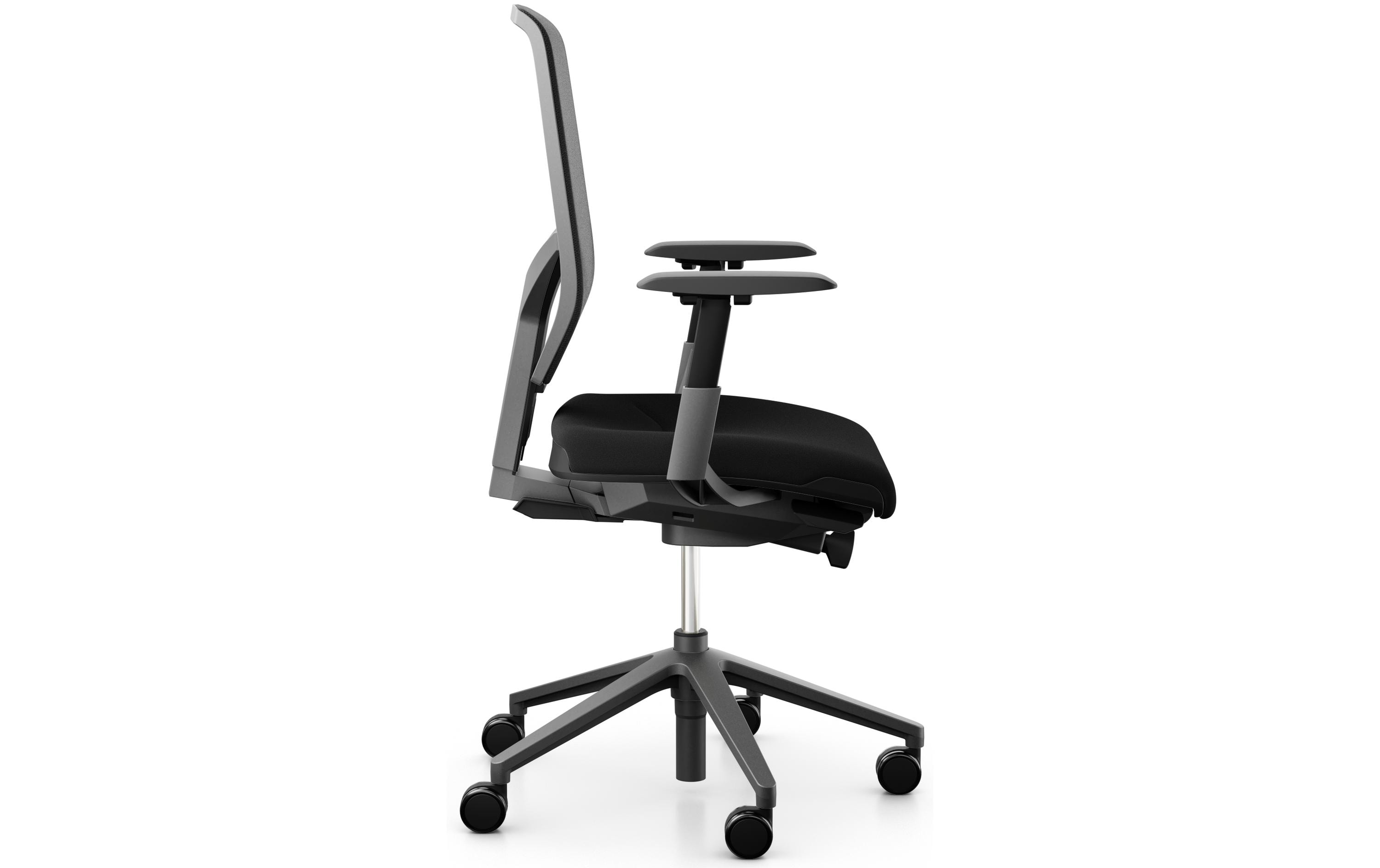 Bürostuhl 68 mit Netzrücken und Armlehnen, Schwarz<br>Klassischer Arbeitsstuhl ideal für aktives Sitzen