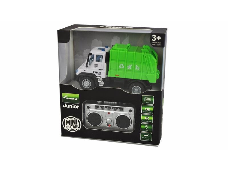 Amewi Mini Truck Müllabfuhr 1:64, RTR Kleiner, ferngesteuerter Müllwagen im Massstab 1:64