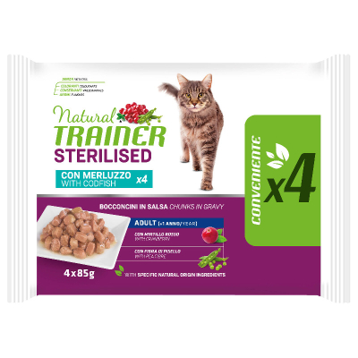 Trainer Natural Katzenfutter Sterilised Kabeljau in Sauce 4x85g