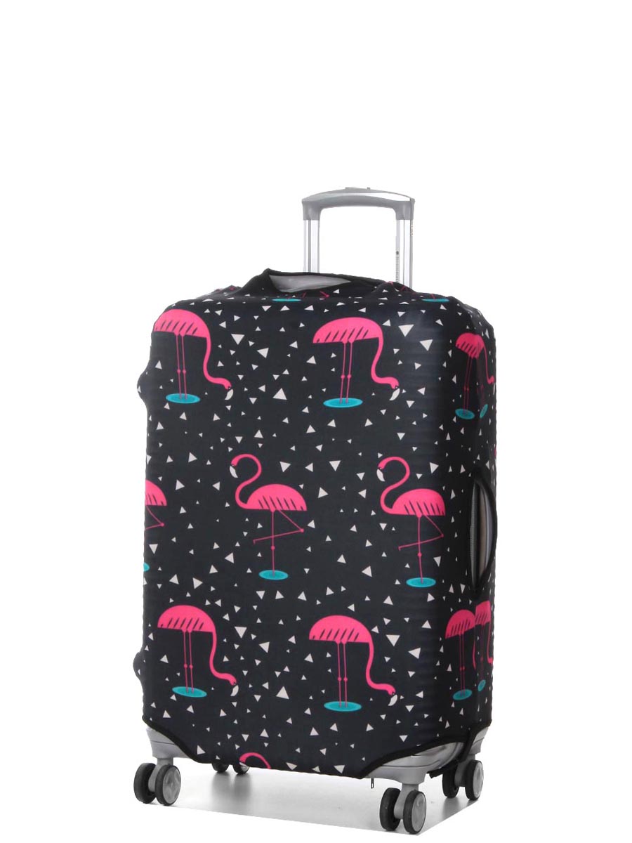 Housse de valise Periea Black with Pink Flamingos M