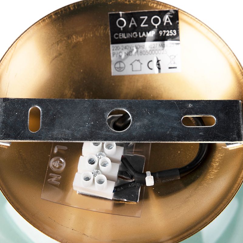 Art deco plafondlamp messing met groen glas - Pallon