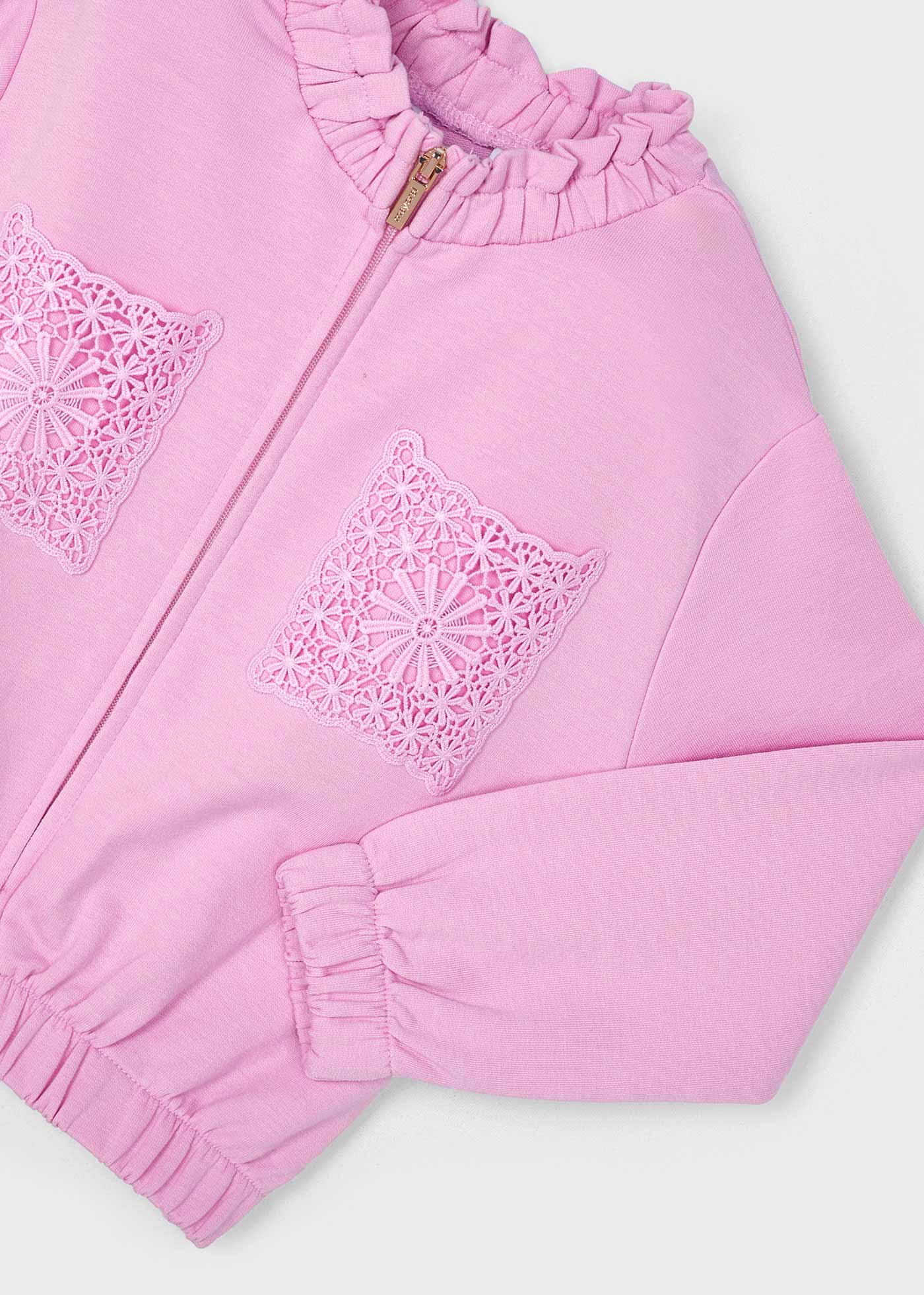 Moletom feminino Almond com bolso em guipure