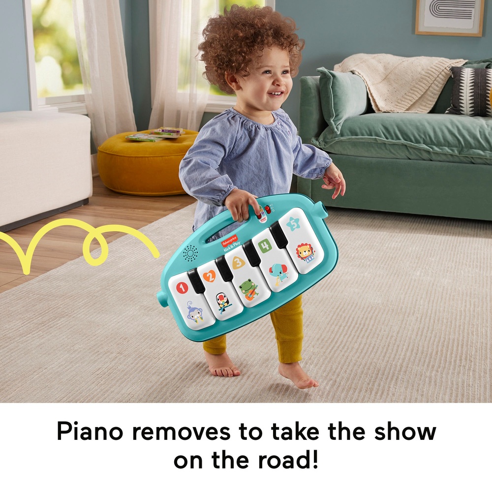Fisher-Price Glow and Grow Kick & Play Blaues Klavier-Spielcenter