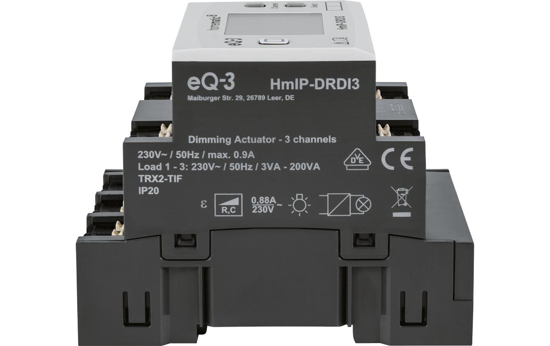 Smart Home Dimmaktor für Hutschienenmontage 3-fach<br>Smart ausbauen, komfortabel Dimmen – HmIP-DRDI3