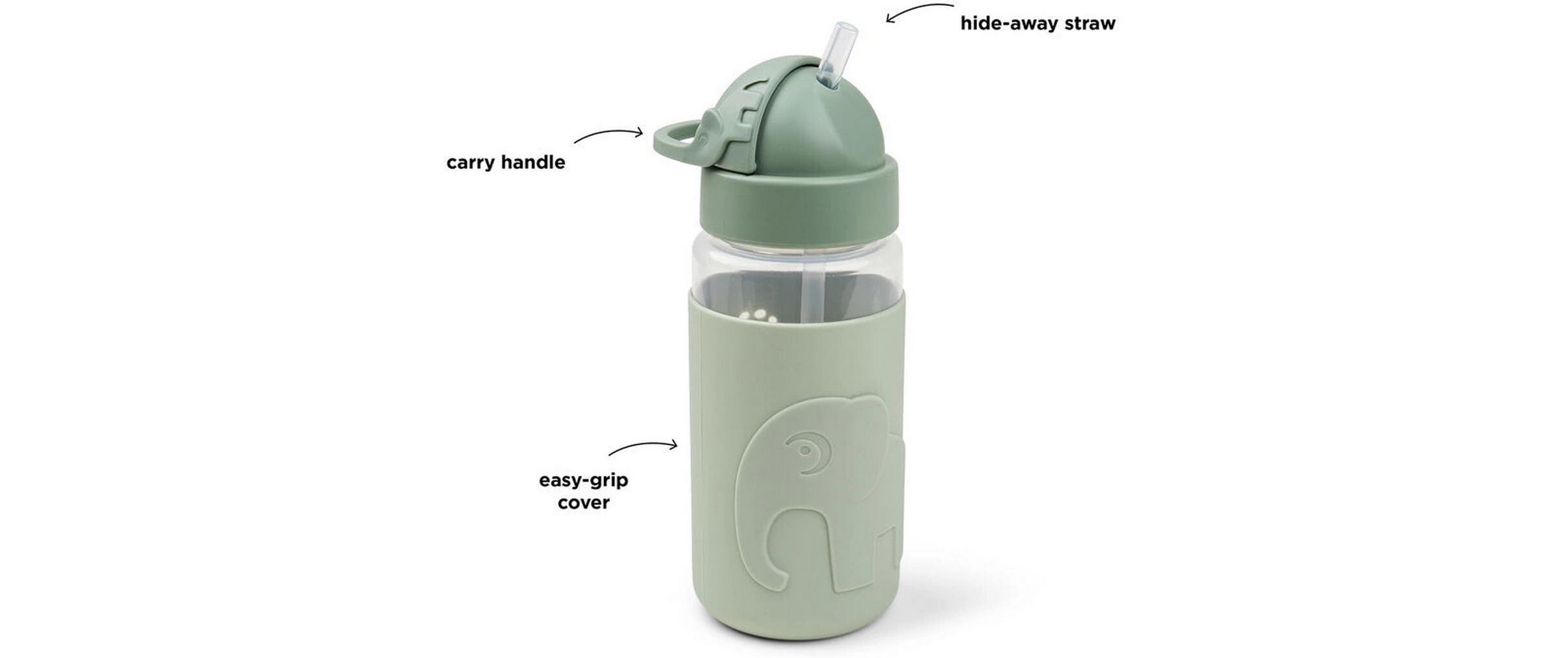 Trinkflasche Easy-grip Strohhalm Elphee Grün 350 mlTrinkflasche mit rutschfester Hülle