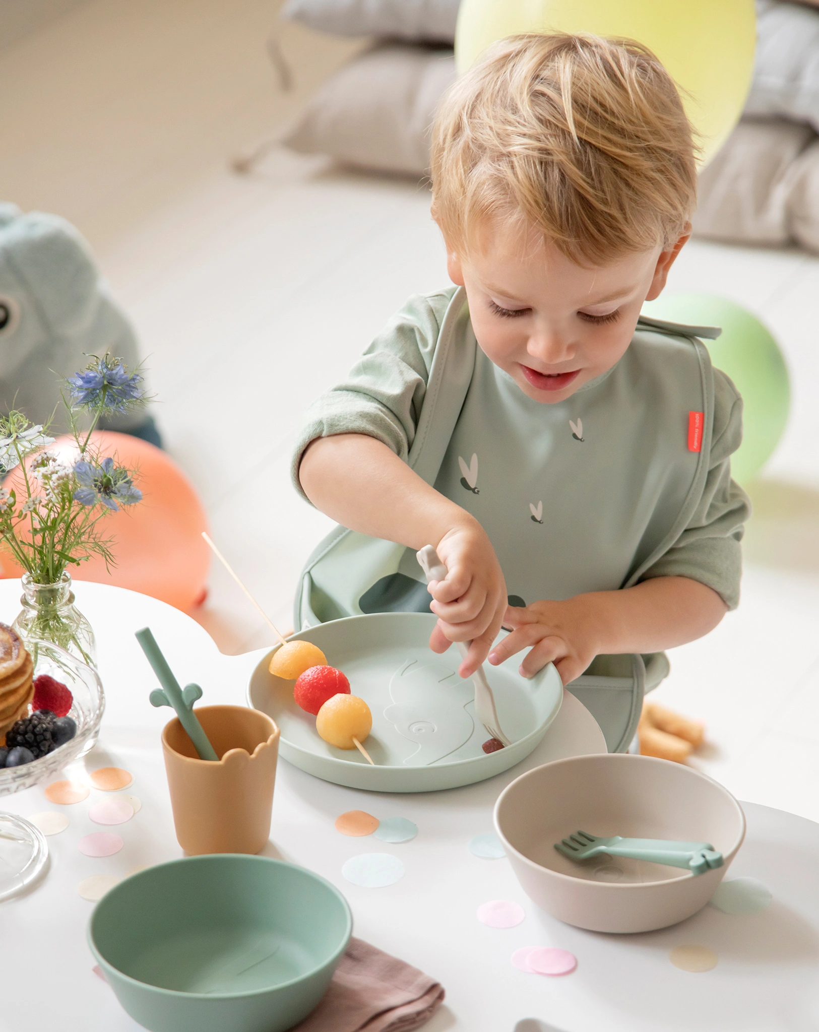 Besteck-Set KIDDISH - DEER FRIENDS 3-teilig in sand