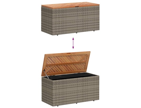 VIDAXL - Coffre Boîte de rangement de jardin gris résine tressée bois d'acac...