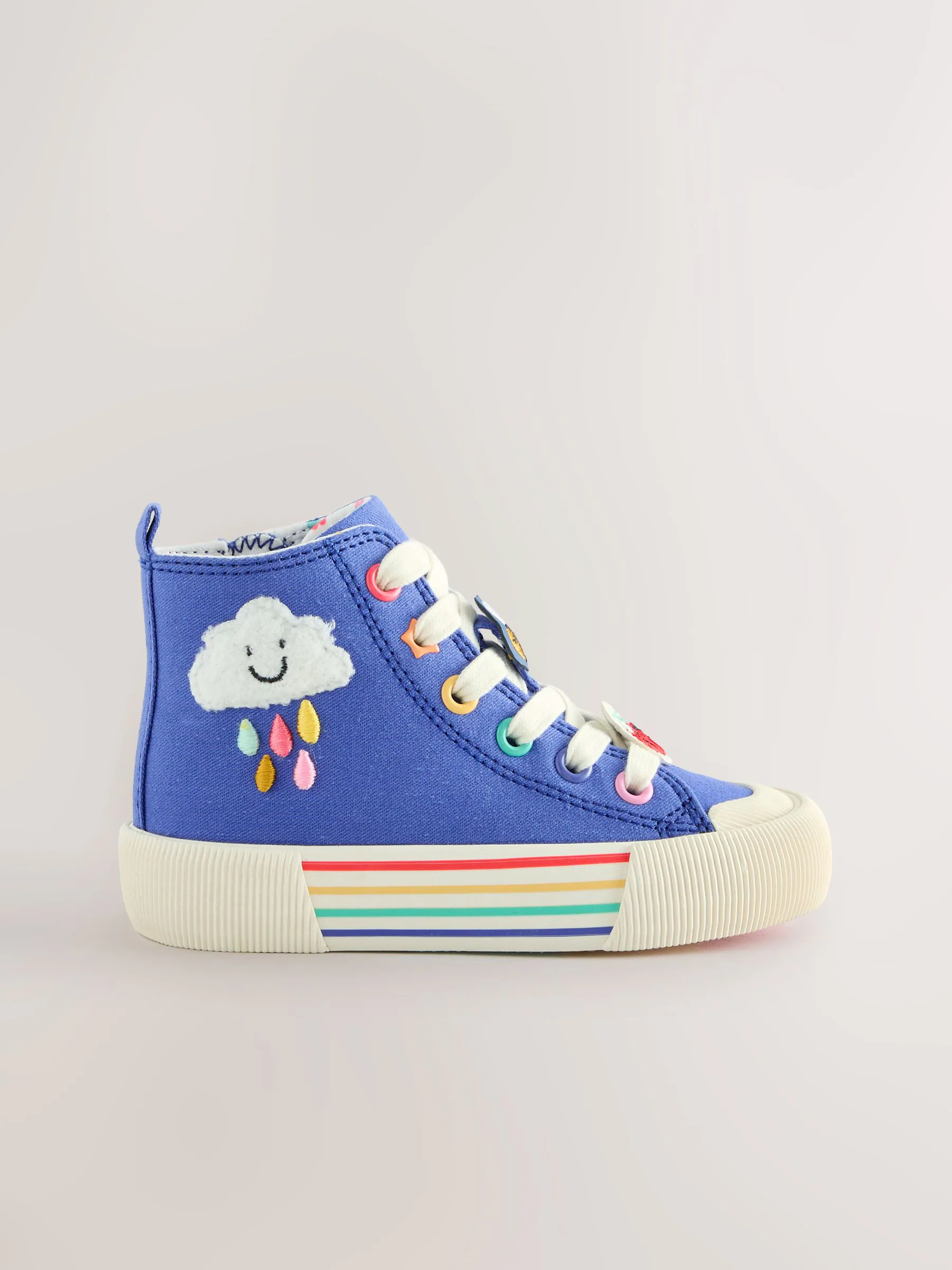 Blauw met figuurapplicatie - Hoge sneakers
