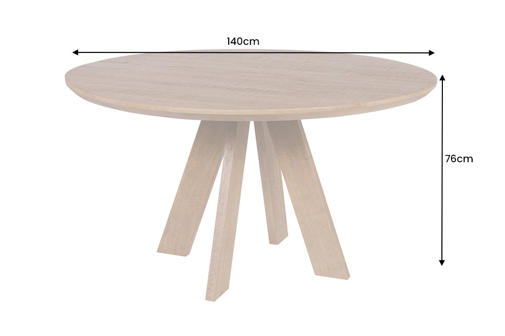 Runder Esstisch ART WOOD 140cm braun massiv Mangoholz