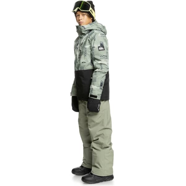 Veste de ski QUIKSILVER MISSION PRINTED BLOCK YTH JK SHADOW CHECKS DESERT SAGE