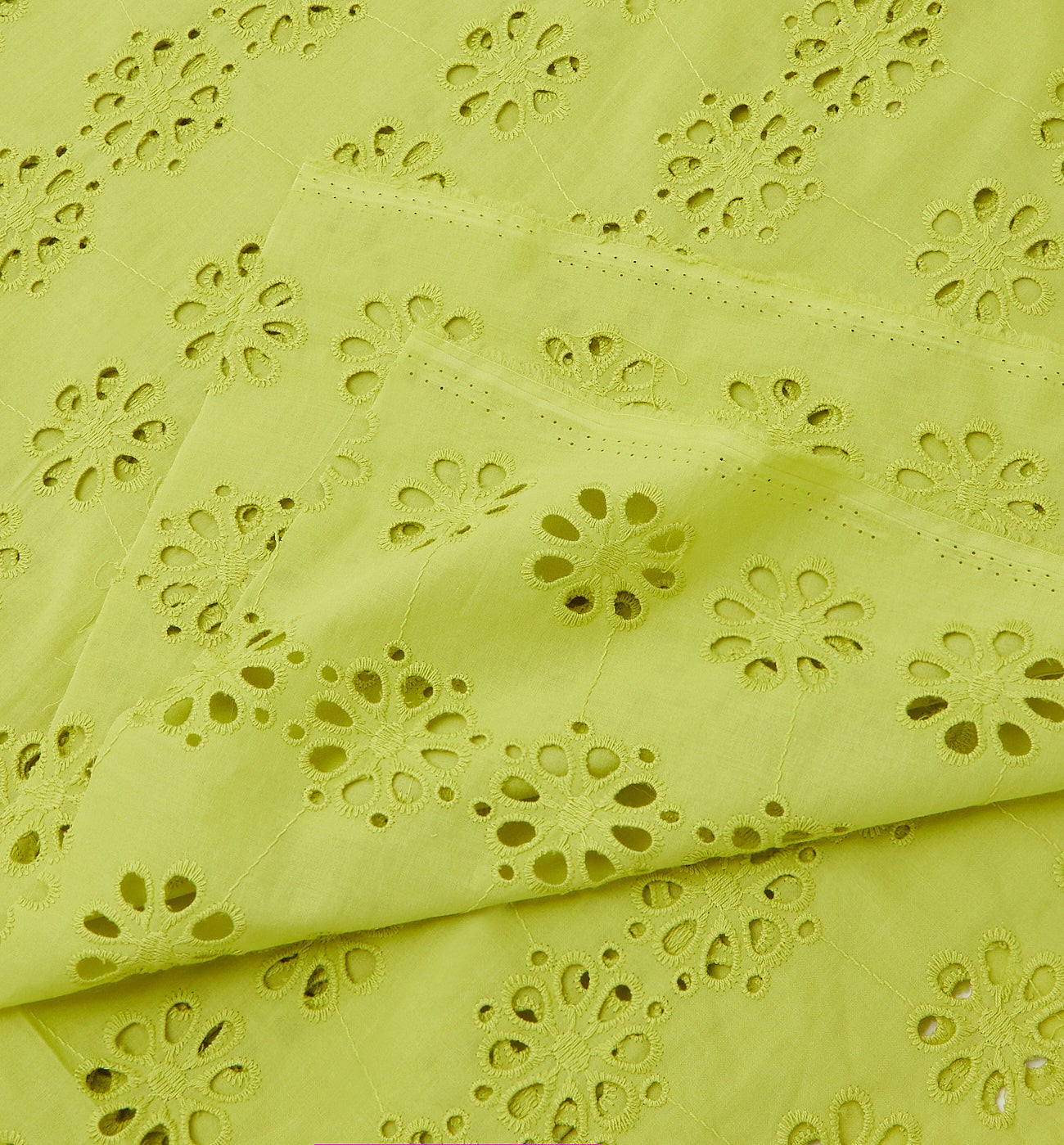 Coupon 3 m broderie anglaise - Vert anis