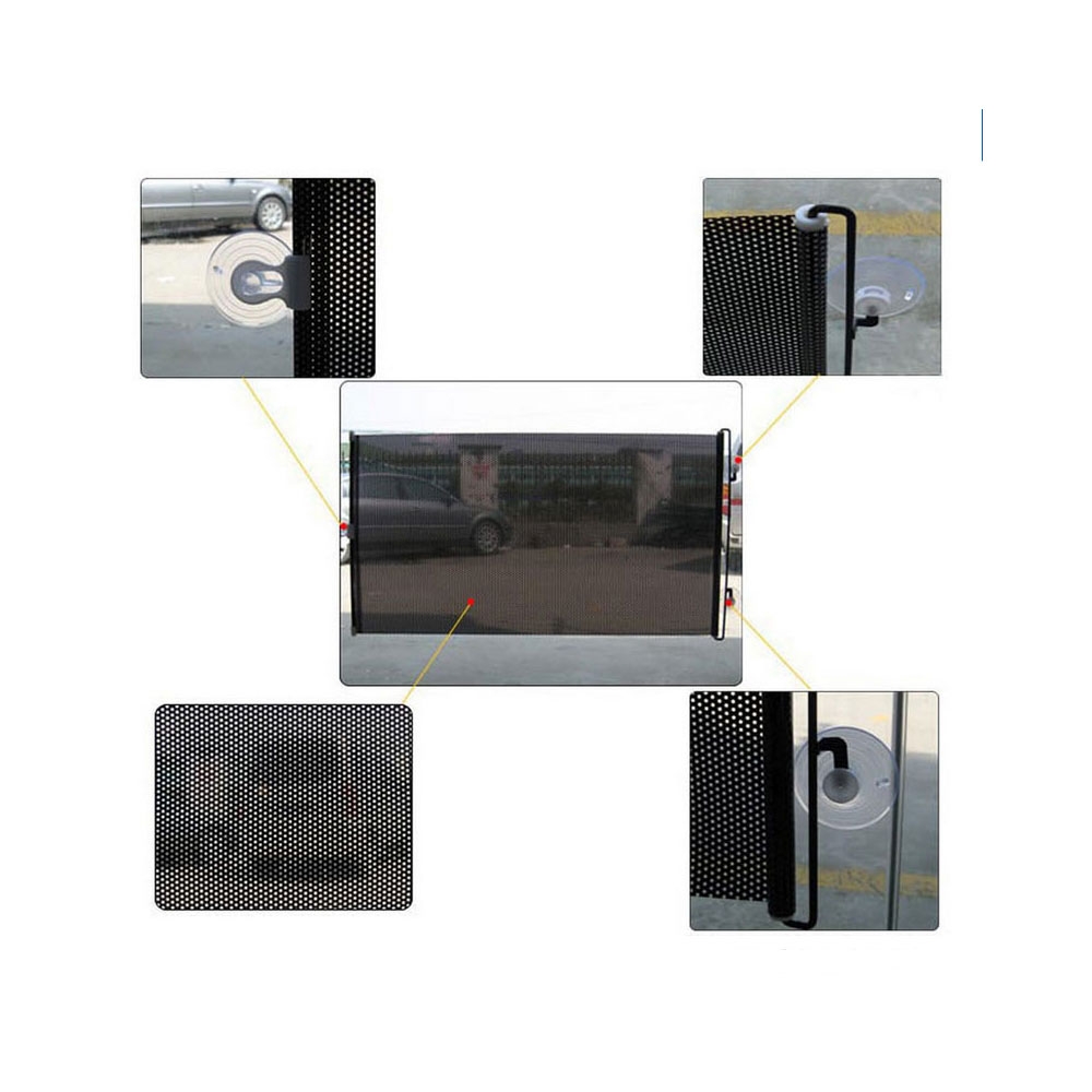 (58x125cm) Praktische Sonnenblende Sonnenschutz für das Auto mit Saugnapfhalterung - Schwarz