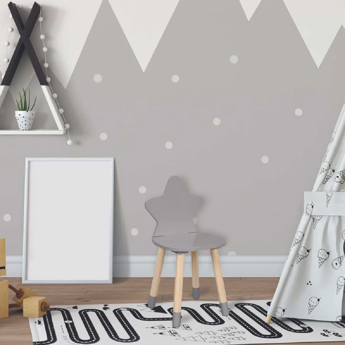 The Home Deco Kids Chaise Enfant - Etoile Gris Clair