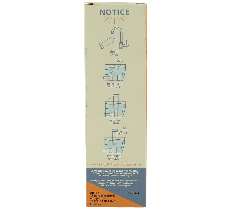 ARFIZE - Cartouche filtrante pour Claris Krups