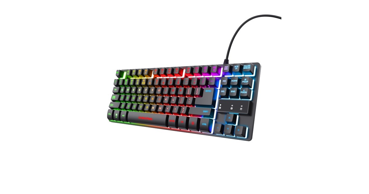 TrustGXT 833 Thado TKL gamingtoetsenbord , gaming toetsenbord  (Zwart, US lay-out, Membraan, TKL, RGB)