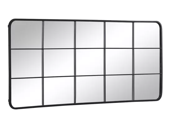 Miroir fenêtre industriel en métal - L. 60 x H. 140 cm - Noir - SCIARA