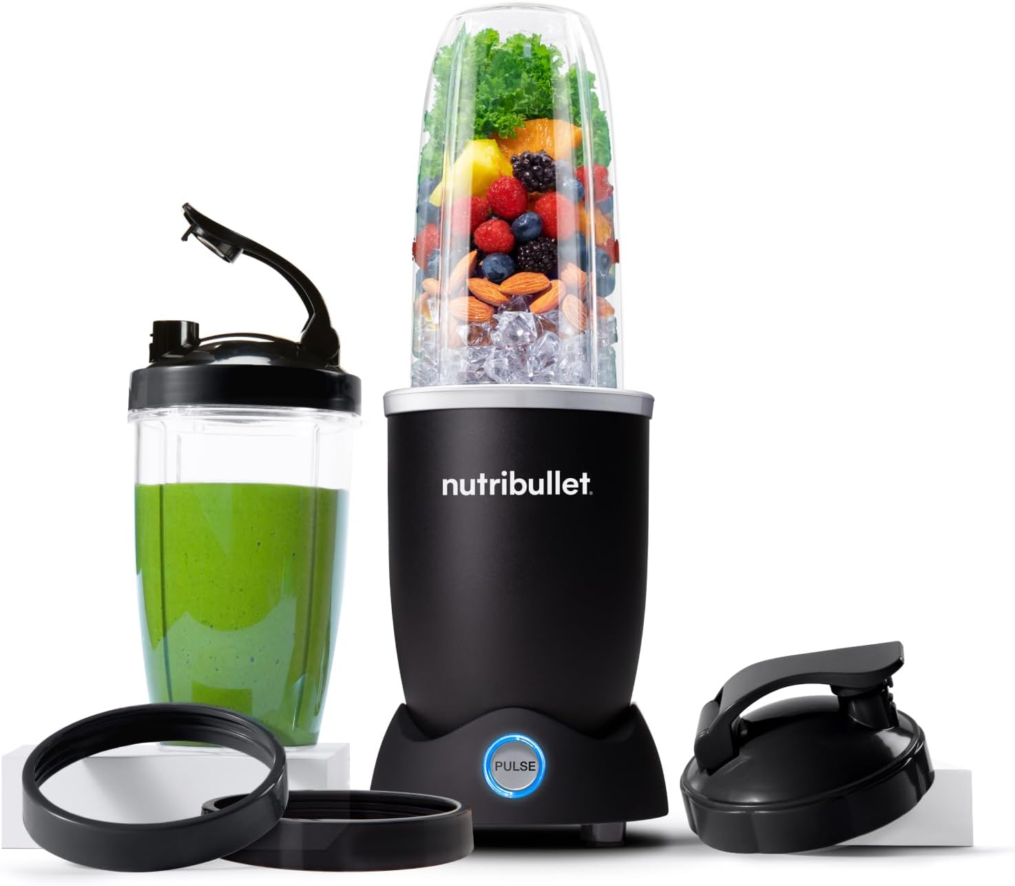 Nutribullet Pro 1200, Elektrischer Mixer, Zerkleinerer, Smoothie Mixer, Multifunktionsmixer, 1200w Leistung, 700ml und 900ml Gläser, schwarz, NB120MB
