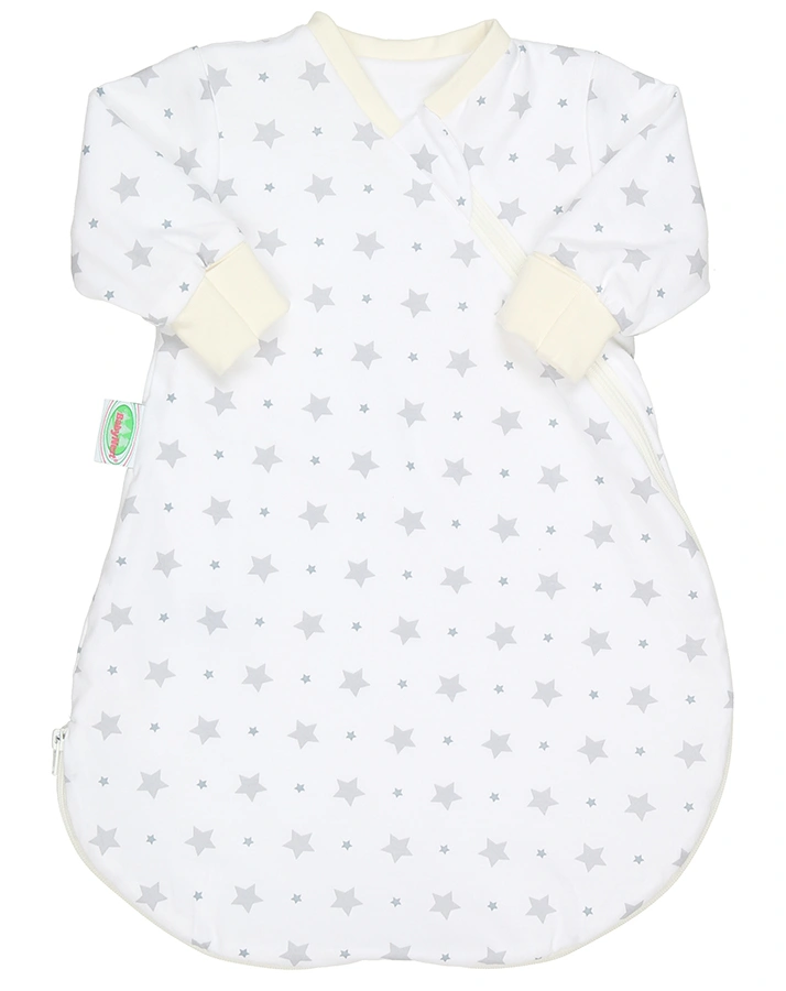 Jersey-Unterziehsack BabyNest® STARS in weiß/hellgrau