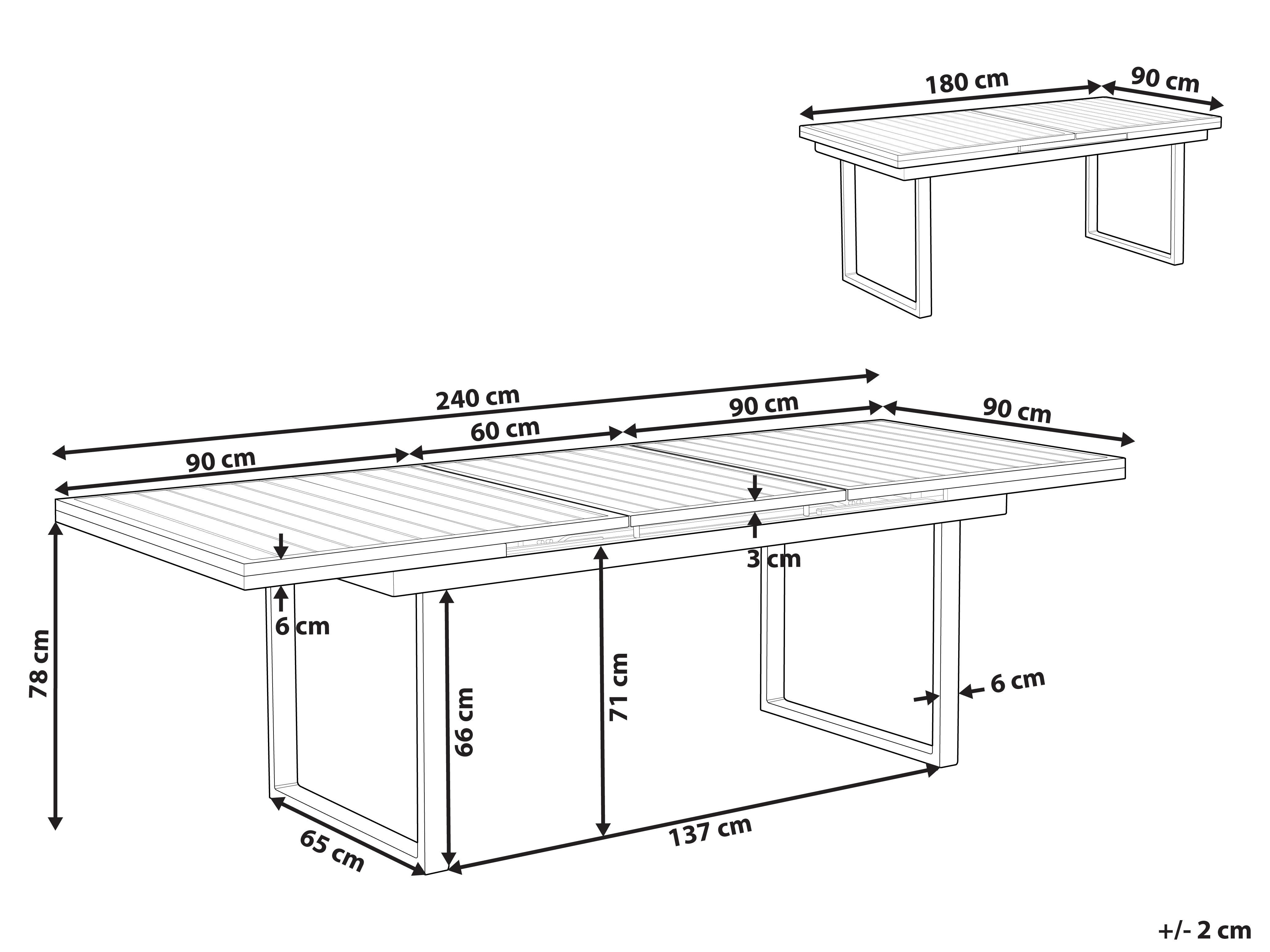 Uitschuifbare tuintafel VALCANETTO 180/240 cm 90 cm Metaal Zwart