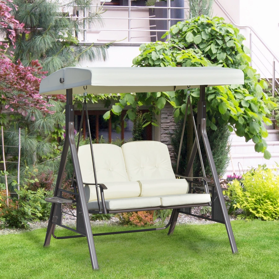 Outsunny Hollywoodschaukel mit Abstelltablett beige