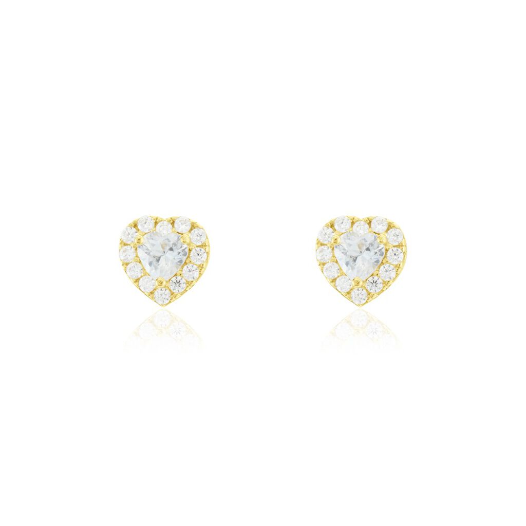 Boucles D'oreilles Puces Or Jaune Festuca Oxydes De Zirconium