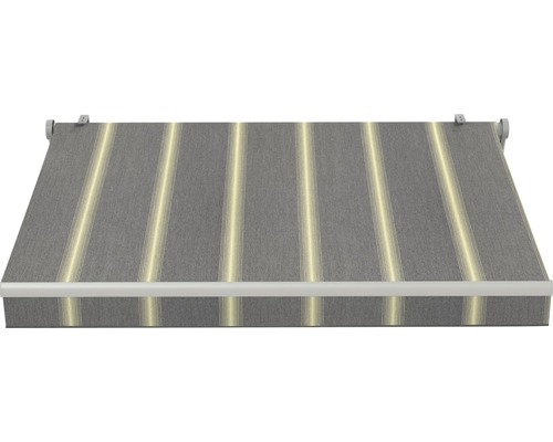 SOLUNA knikarmzonnescherm Trend 2,5x2 Stoffen design D417 Frame zilver geanodiseerd incl. motor, wandschakelaar en noodhandzwengel