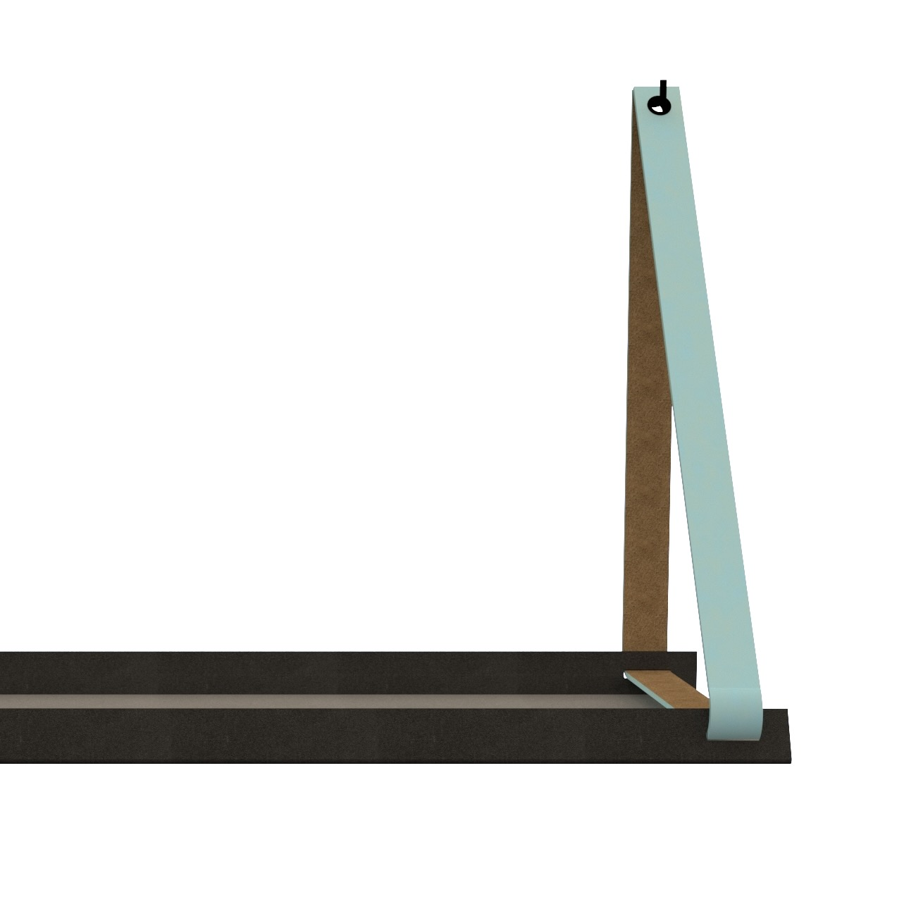 Stalen wandplank 98x20cm - incl. leren plankdragers Stalen wandplank met leren plankdragers - Lichtblauw