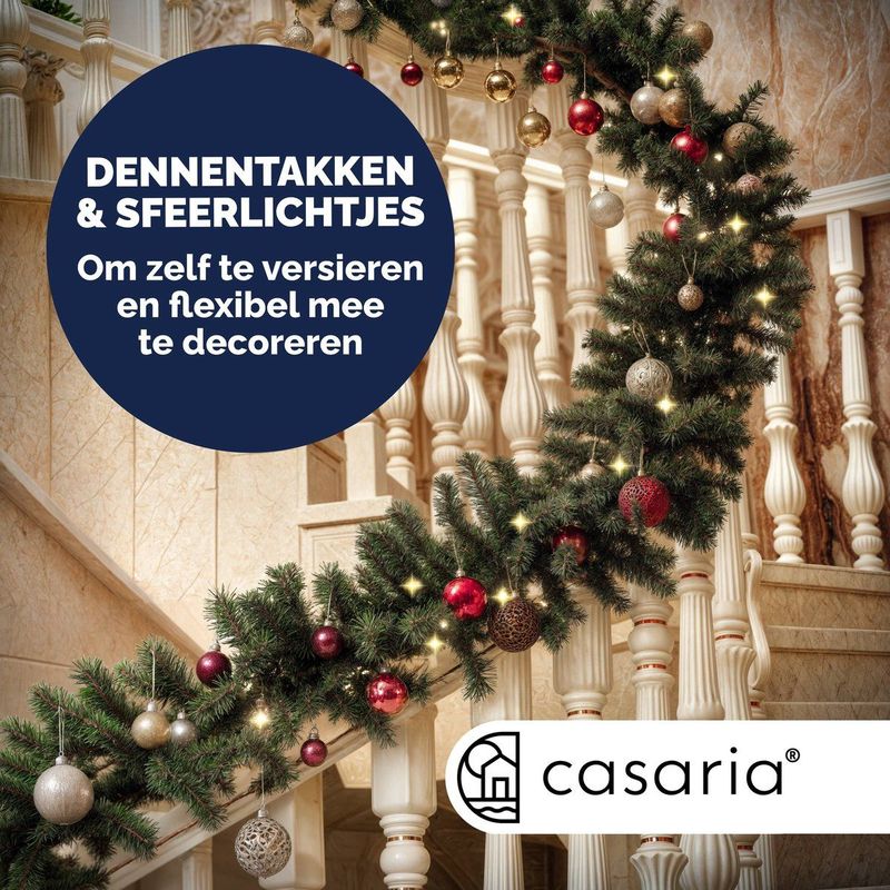 Casaria Kerstguirlande - 5m 100 LED´s-Dennennaalden Groen – Warm wit