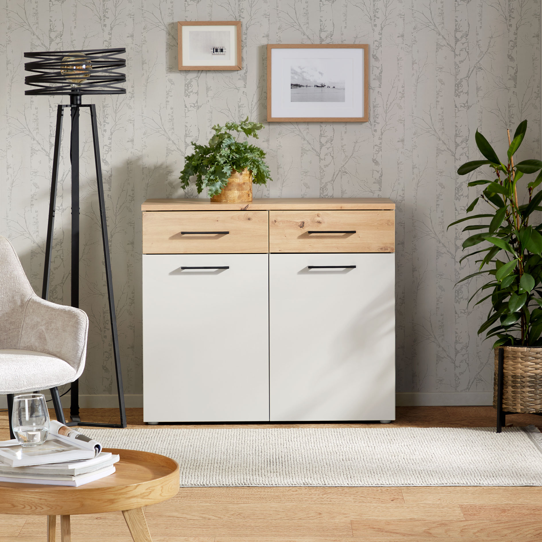 Kommode - Artisan Eiche - kieselgrau - 100 cm