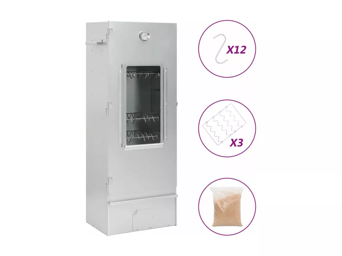 Fumoir pour four à barbecue avec copeaux de bois 44,5x29x110 cm