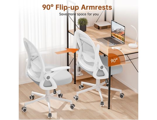 RATTANTREE - Chaise de bureau maille dossier moyen grise