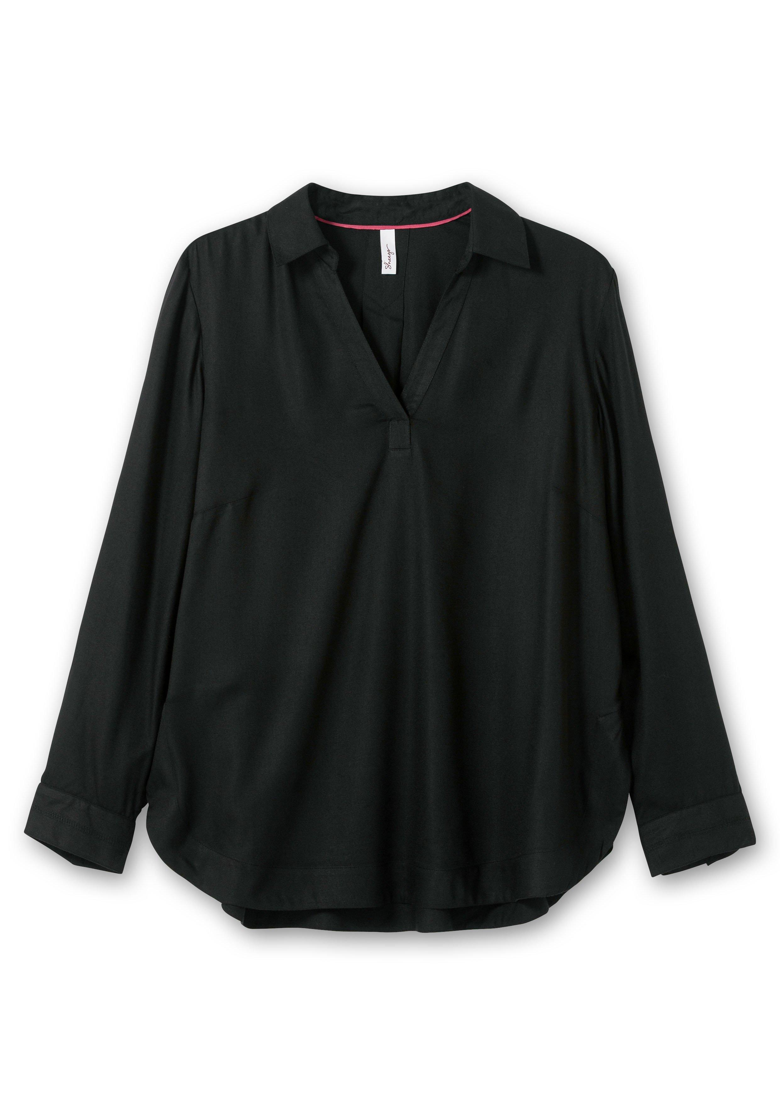 Twill-Tunika mit Hemdkragen und Kellerfalte hinten