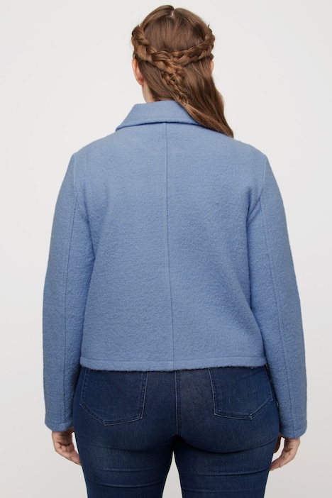 Wolljacke, Straight Fit, Hemdkragen, Langarm