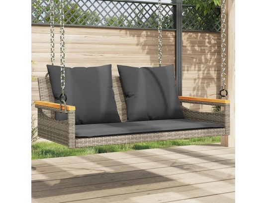 VIDAXL - Balancelle avec coussins gris 109x62x40 cm résine tressée