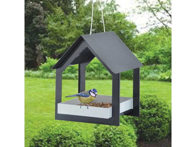 Esschert Design Futterspender Anthrazit Zeitloses Futterhaus