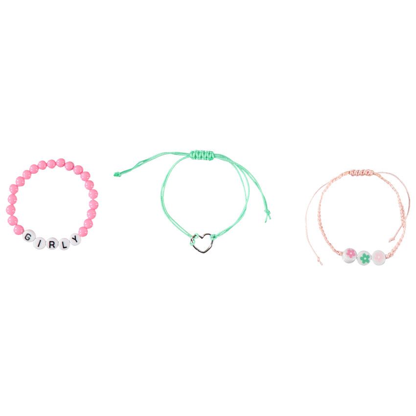 Lot de 3 bracelets fantaisie pour fille - Multicolore