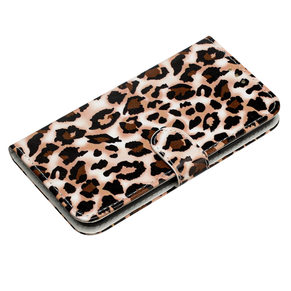iPhone 16 Leder Tasche Hülle mit Kartenfach Leo Print
