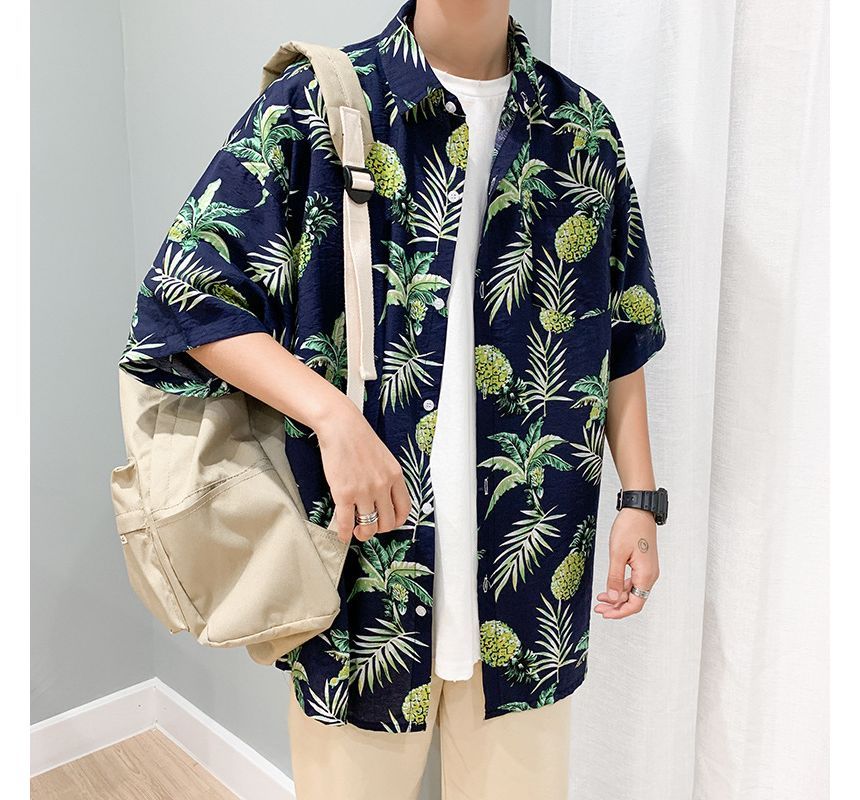 Blueforce - Hawaiiaans overhemd met kraag, elleboogmouwen en print