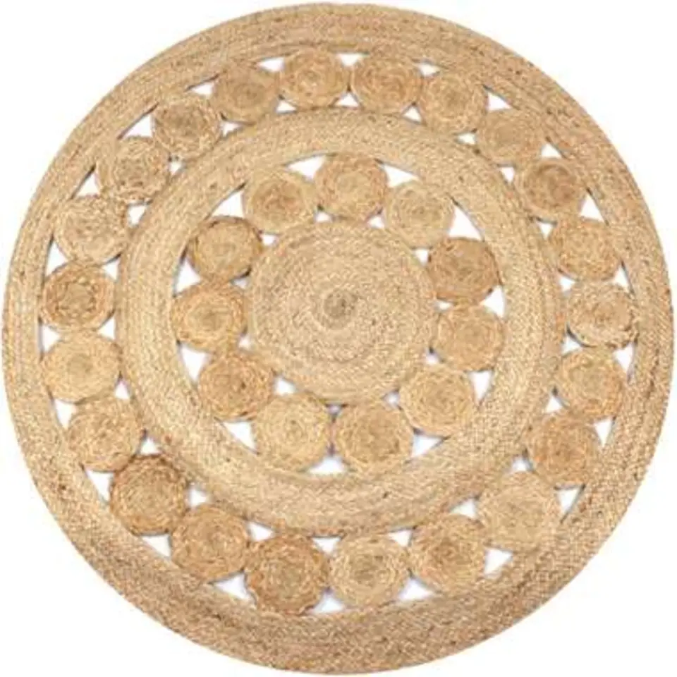 vidaXL Rond Tapijt – Beige Jute – Ø150 cm – Handgeweven Look