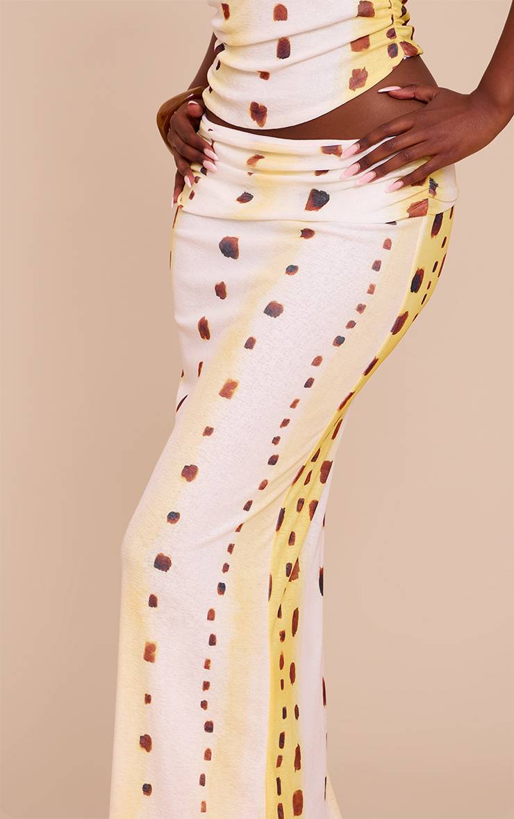 Crème Jupe Longue Taille Basse En Tissu Pelure D'oignon