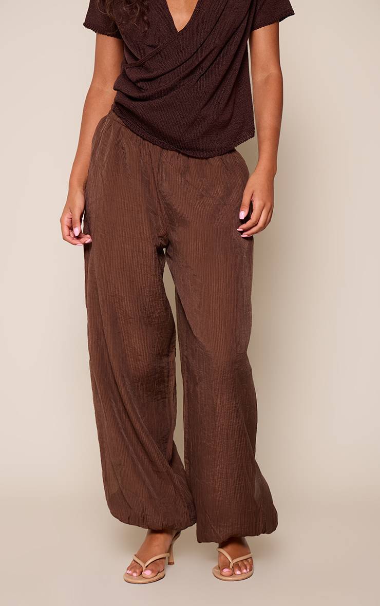 Marron Pantalon Ballon Texturé