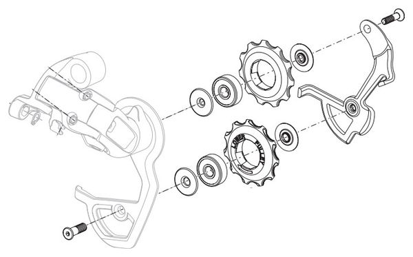 Kit Chape Intérieur et Galets Sram Dérailleur Chape Moyenne Rival 2007-2012