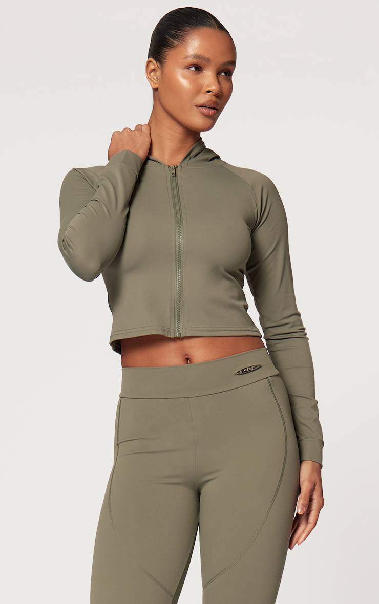 Vert Olive Veste De Sport À Casynthétiqueche Sculptante Manches Longues