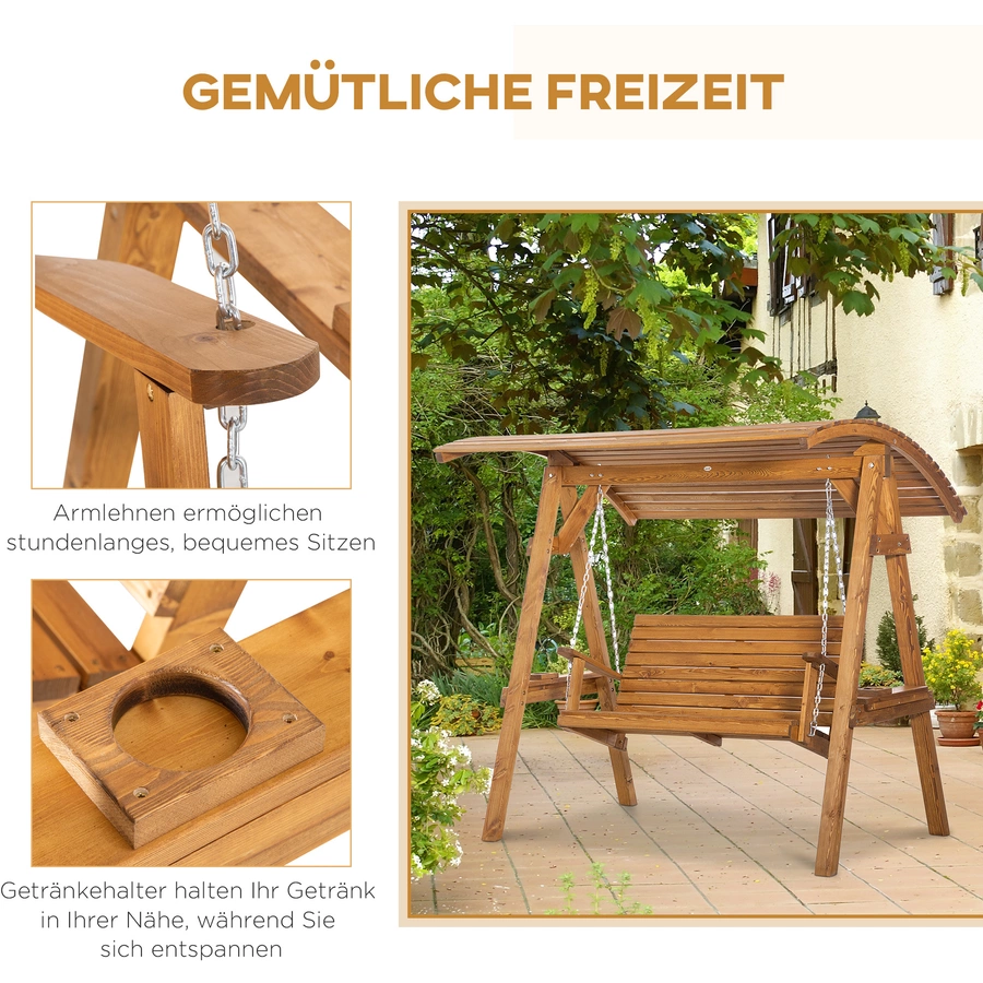 Outsunny Hollywoodschaukel mit verstellbarem Dach braun