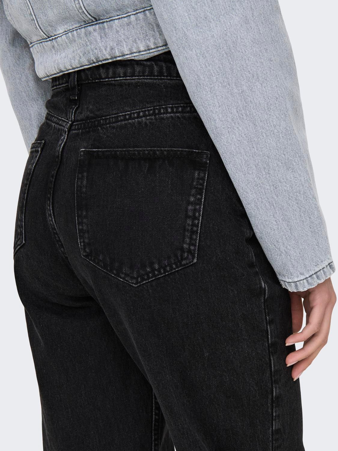 ONLRILEY Hohe Taille Gerade geschnitten Jeans Washed Black